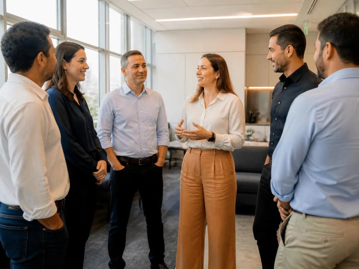 Equipe conversando em um escritório